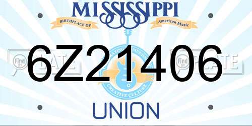 6Z21406 Mississippi License Plate