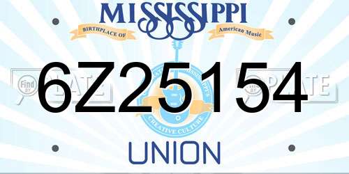 6Z25154 Mississippi License Plate