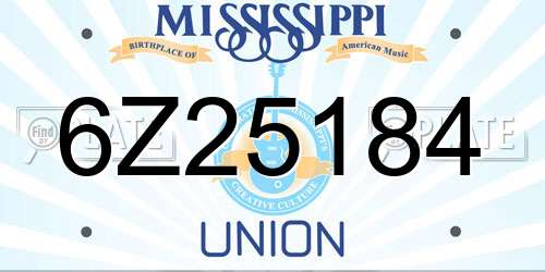 6Z25184 Mississippi License Plate