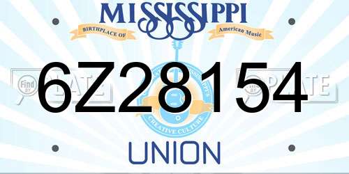 6Z28154 Mississippi License Plate