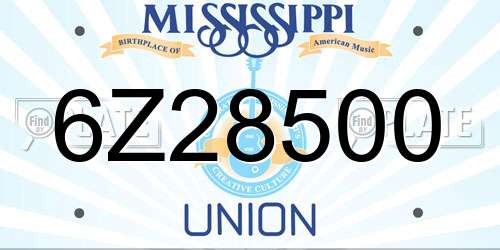 6Z28500 Mississippi License Plate