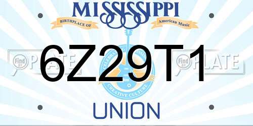 6Z29T1 Mississippi License Plate
