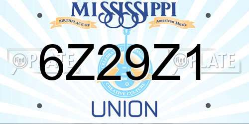 6Z29Z1 Mississippi License Plate