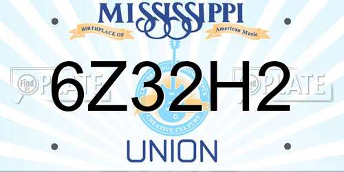 6Z32H2 Mississippi License Plate