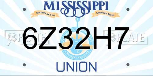 6Z32H7 Mississippi License Plate