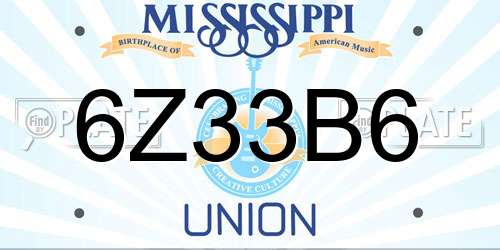 6Z33B6 Mississippi License Plate