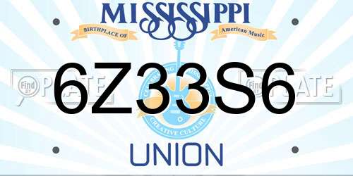 6Z33S6 Mississippi License Plate