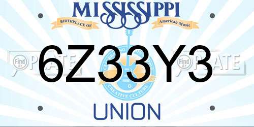 6Z33Y3 Mississippi License Plate