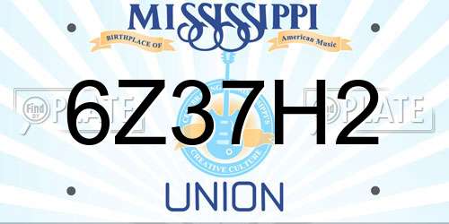 6Z37H2 Mississippi License Plate