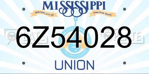 6Z54028 Mississippi License Plate