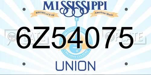 6Z54075 Mississippi License Plate