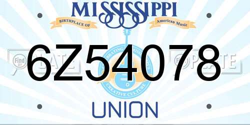 6Z54078 Mississippi License Plate