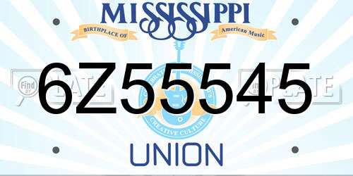 6Z55545 Mississippi License Plate