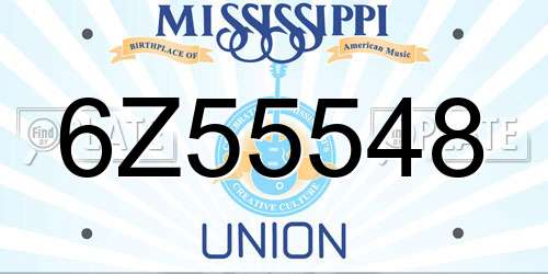 6Z55548 Mississippi License Plate