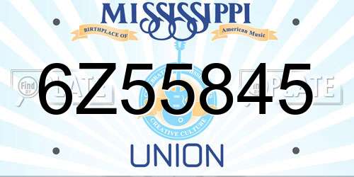 6Z55845 Mississippi License Plate