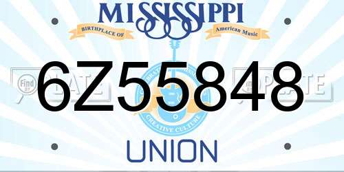 6Z55848 Mississippi License Plate