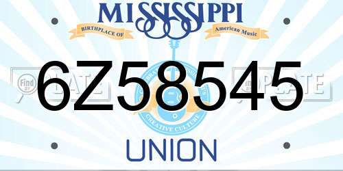 6Z58545 Mississippi License Plate