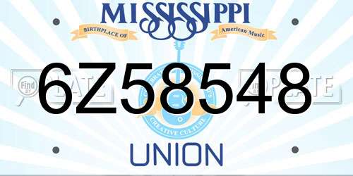 6Z58548 Mississippi License Plate
