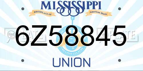 6Z58845 Mississippi License Plate