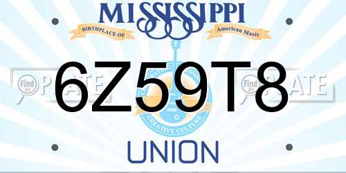 6Z59T8 Mississippi License Plate