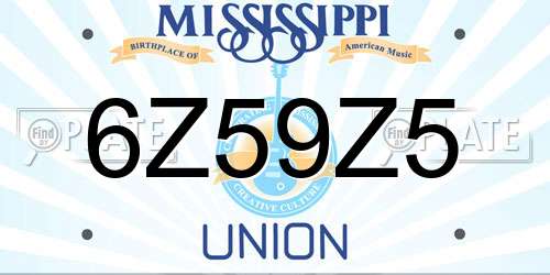 6Z59Z5 Mississippi License Plate