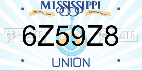 6Z59Z8 Mississippi License Plate
