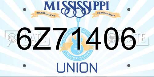 6Z71406 Mississippi License Plate