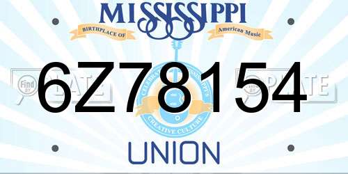 6Z78154 Mississippi License Plate