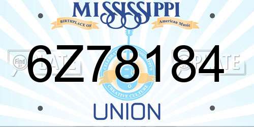 6Z78184 Mississippi License Plate