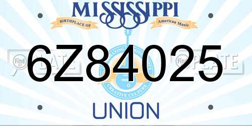 6Z84025 Mississippi License Plate