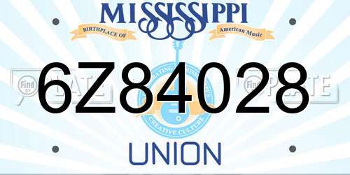 6Z84028 Mississippi License Plate