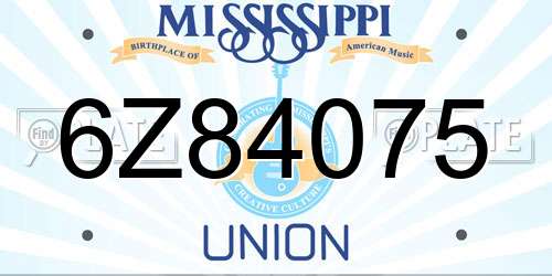 6Z84075 Mississippi License Plate