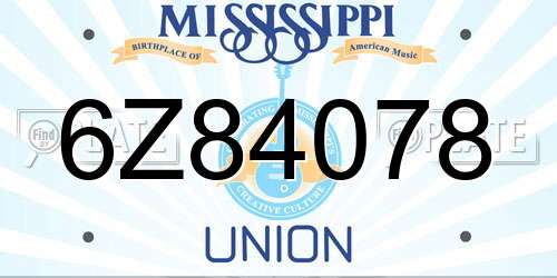 6Z84078 Mississippi License Plate