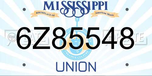 6Z85548 Mississippi License Plate
