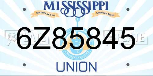 6Z85845 Mississippi License Plate