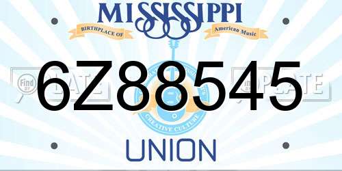 6Z88545 Mississippi License Plate