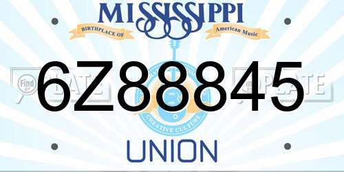 6Z88845 Mississippi License Plate