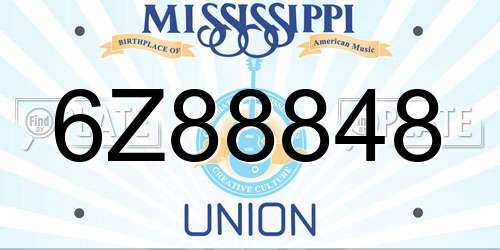 6Z88848 Mississippi License Plate