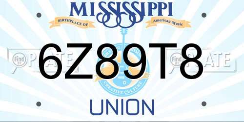 6Z89T8 Mississippi License Plate
