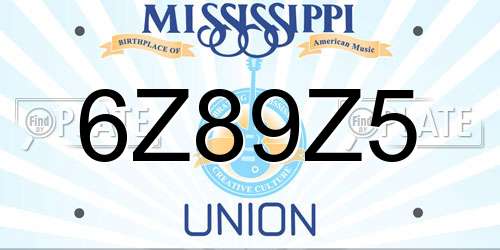 6Z89Z5 Mississippi License Plate