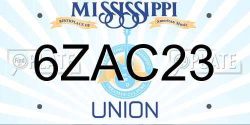 6ZAC23 Mississippi License Plate