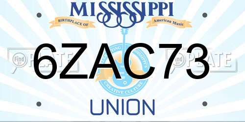 6ZAC73 Mississippi License Plate