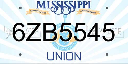 6ZB5545 Mississippi License Plate