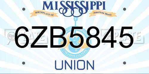6ZB5845 Mississippi License Plate