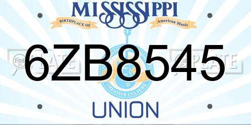 6ZB8545 Mississippi License Plate