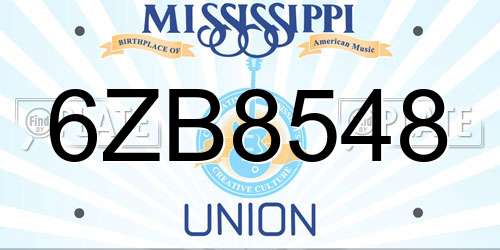 6ZB8548 Mississippi License Plate