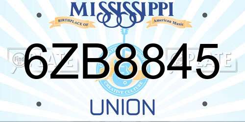 6ZB8845 Mississippi License Plate