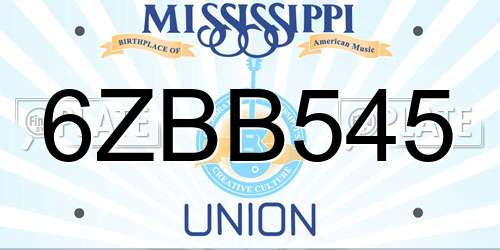 6ZBB545 Mississippi License Plate