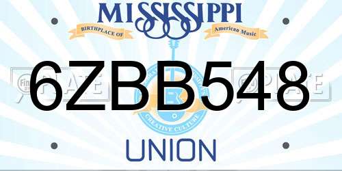 6ZBB548 Mississippi License Plate