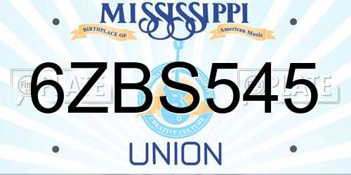 6ZBS545 Mississippi License Plate